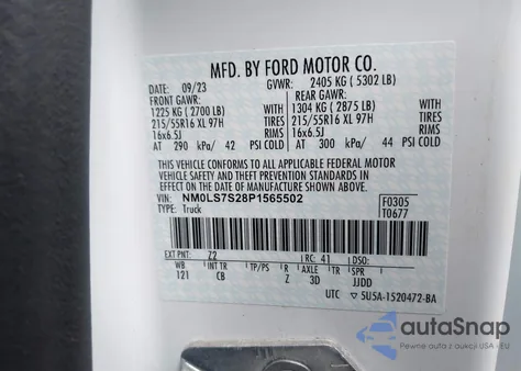 2023 Ford Transit Connect Xl Cargo Van from USA, damaged, VIN NM0LS7S28P1565502